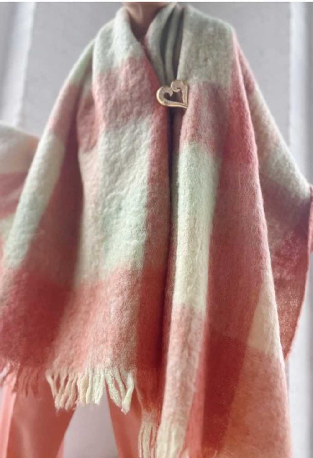mohair peach & mint giant blanket scarf - image 4