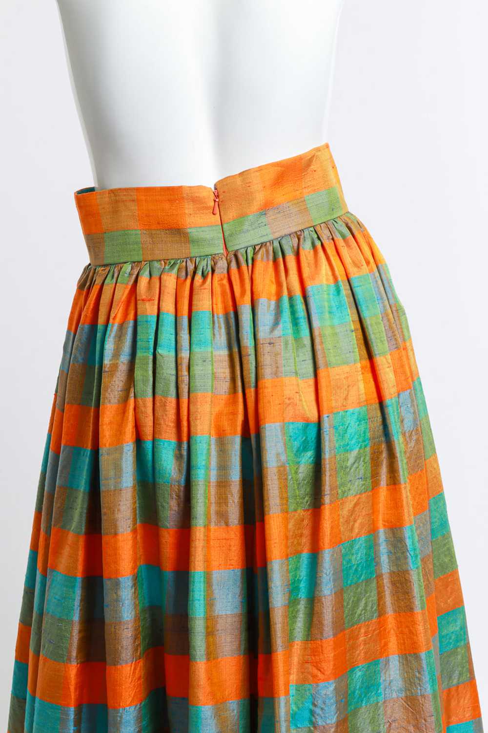 Checkered Silk Maxi Skirt - image 4