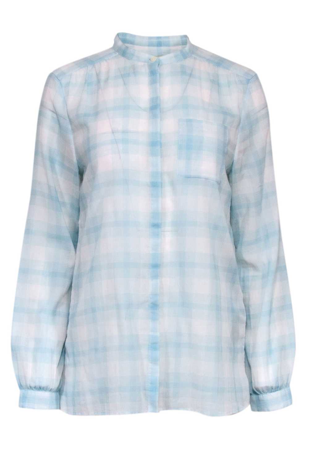 Burberry Brit - Light Blue & White Semi-Sheer Pla… - image 1