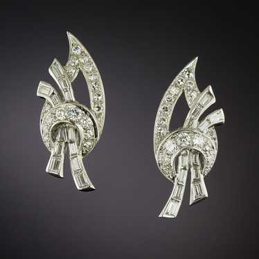 Mid-Century Diamond Leaf Earrings