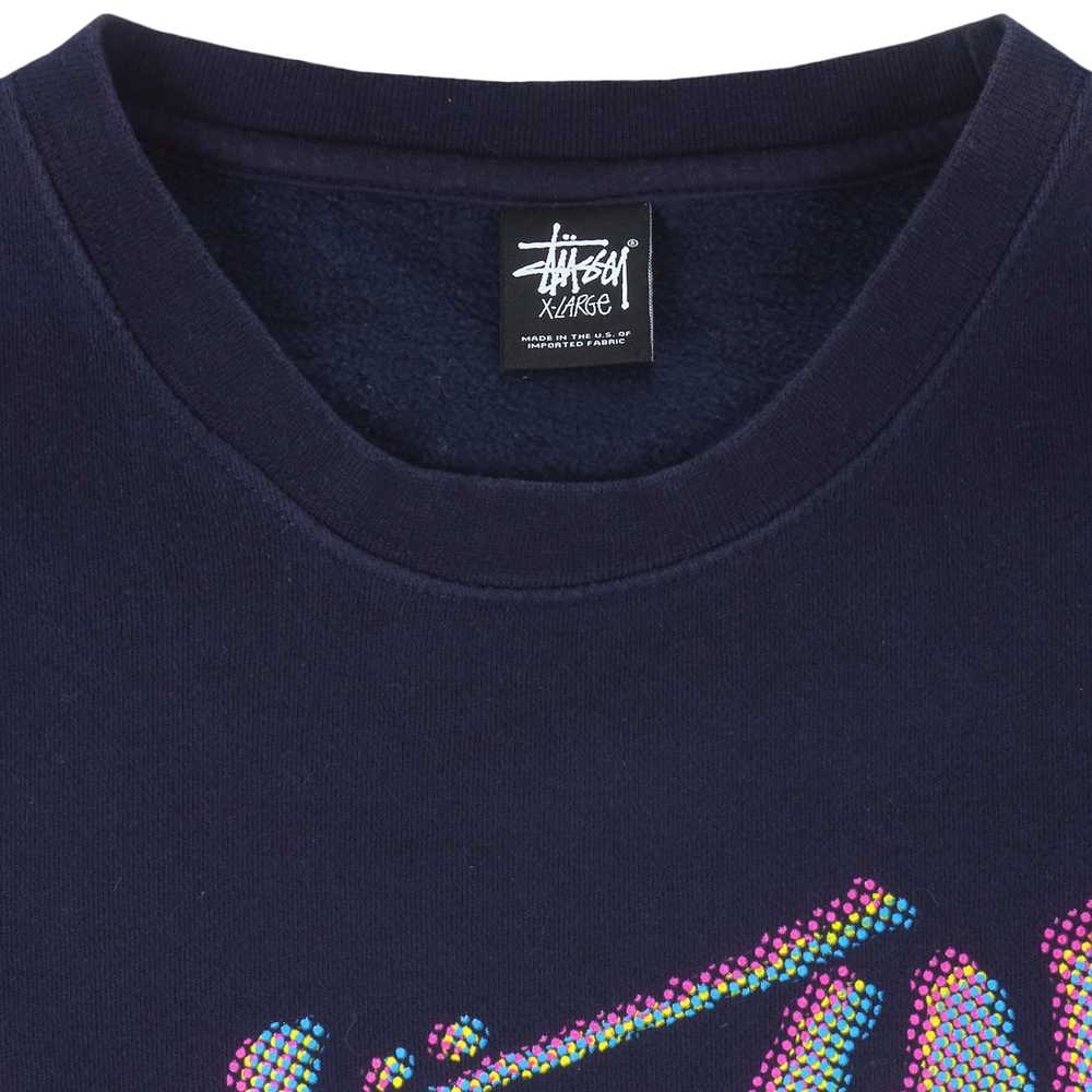 Stussy - Blue Big Logo Crew Neck Sweatshirt 2000s… - image 4