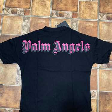Palm angels pink curved logo T-shirt size M - image 1