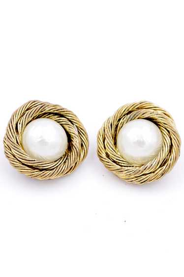 1980s Chanel Twisted Rope Gold Gilded Earrings w P