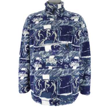 Reebok - Blue Patterned 1/4 Zip Fleece Sweatshirt… - image 1