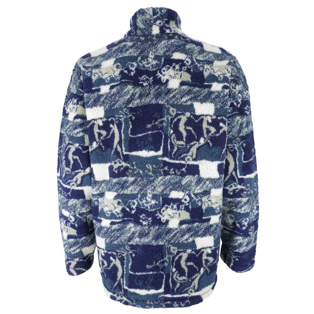 Reebok - Blue Patterned 1/4 Zip Fleece Sweatshirt… - image 2