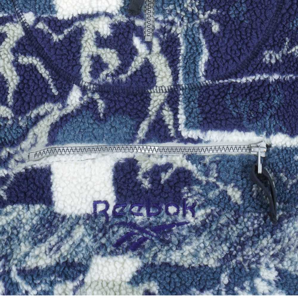 Reebok - Blue Patterned 1/4 Zip Fleece Sweatshirt… - image 4