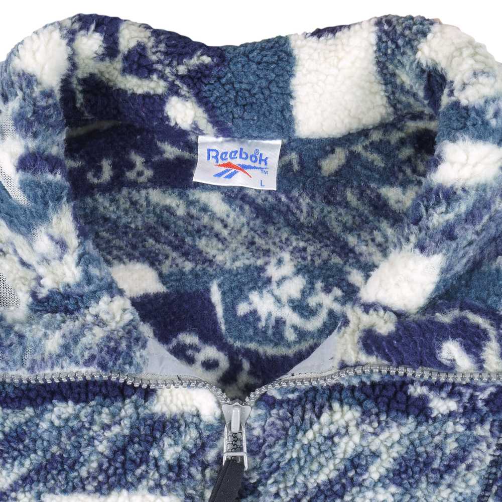 Reebok - Blue Patterned 1/4 Zip Fleece Sweatshirt… - image 5