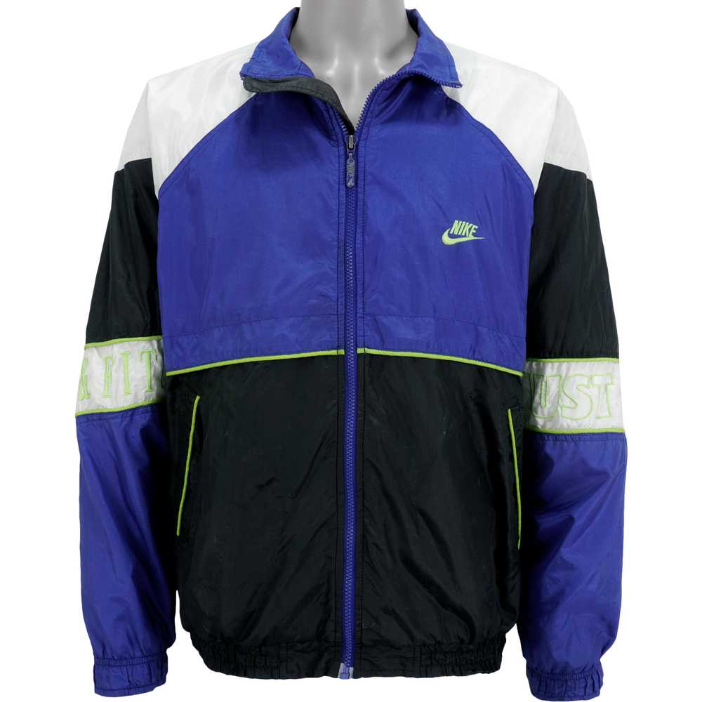 Nike - Blue & Black Just Do it Windbreaker 1990s … - image 3