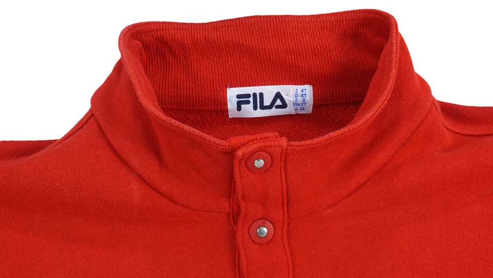 FILA - Red Sport 1/4 Button Turtleneck Sweatshirt… - image 3