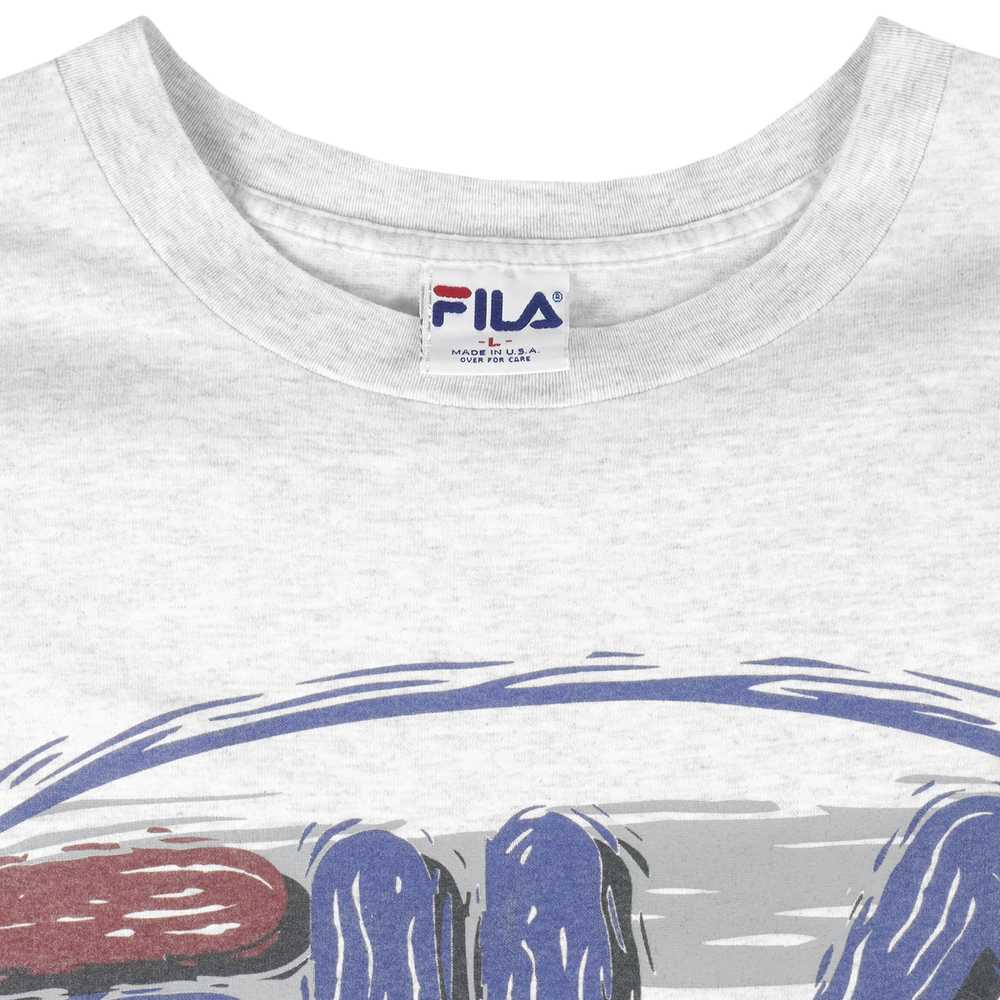 FILA - Grey Big Logo T-Shirt 1990s Large - image 4