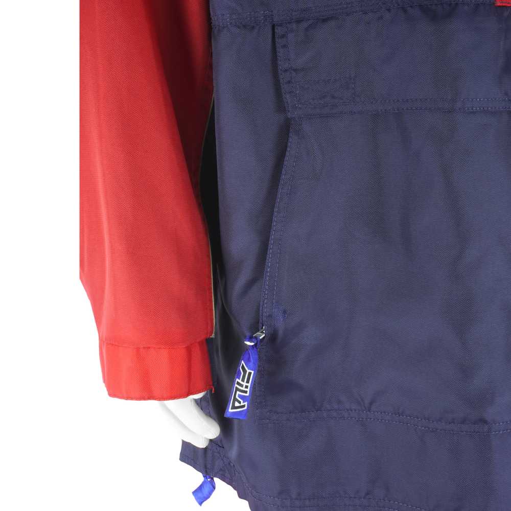 FILA - Blue 1/2 Zip Hooded Jacket 1990s X-Large - image 3