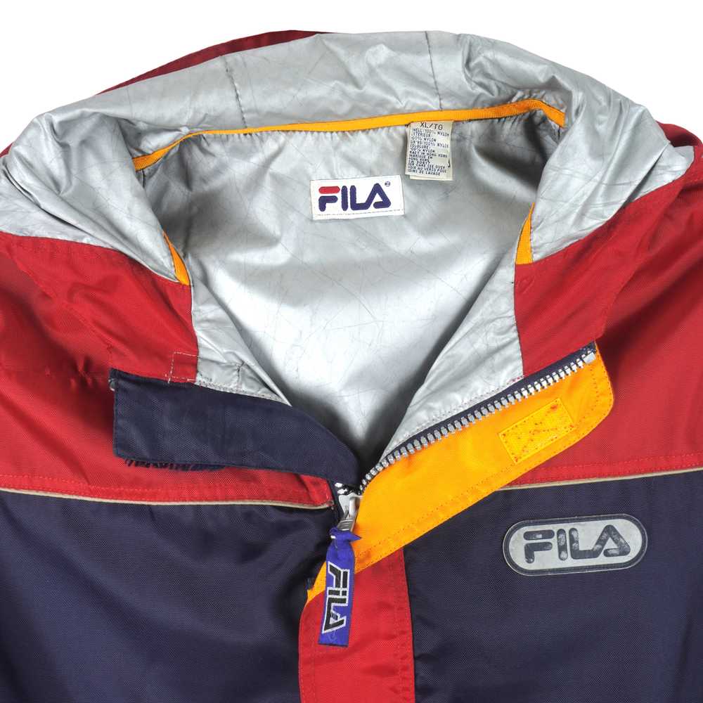 FILA - Blue 1/2 Zip Hooded Jacket 1990s X-Large - image 4