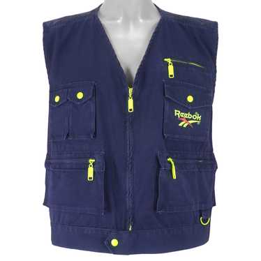 Reebok - Blue & Yellow Embroidered V-Neck Vest 19… - image 1