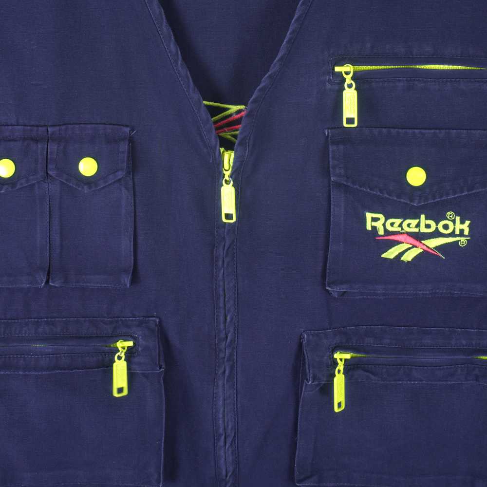 Reebok - Blue & Yellow Embroidered V-Neck Vest 19… - image 3