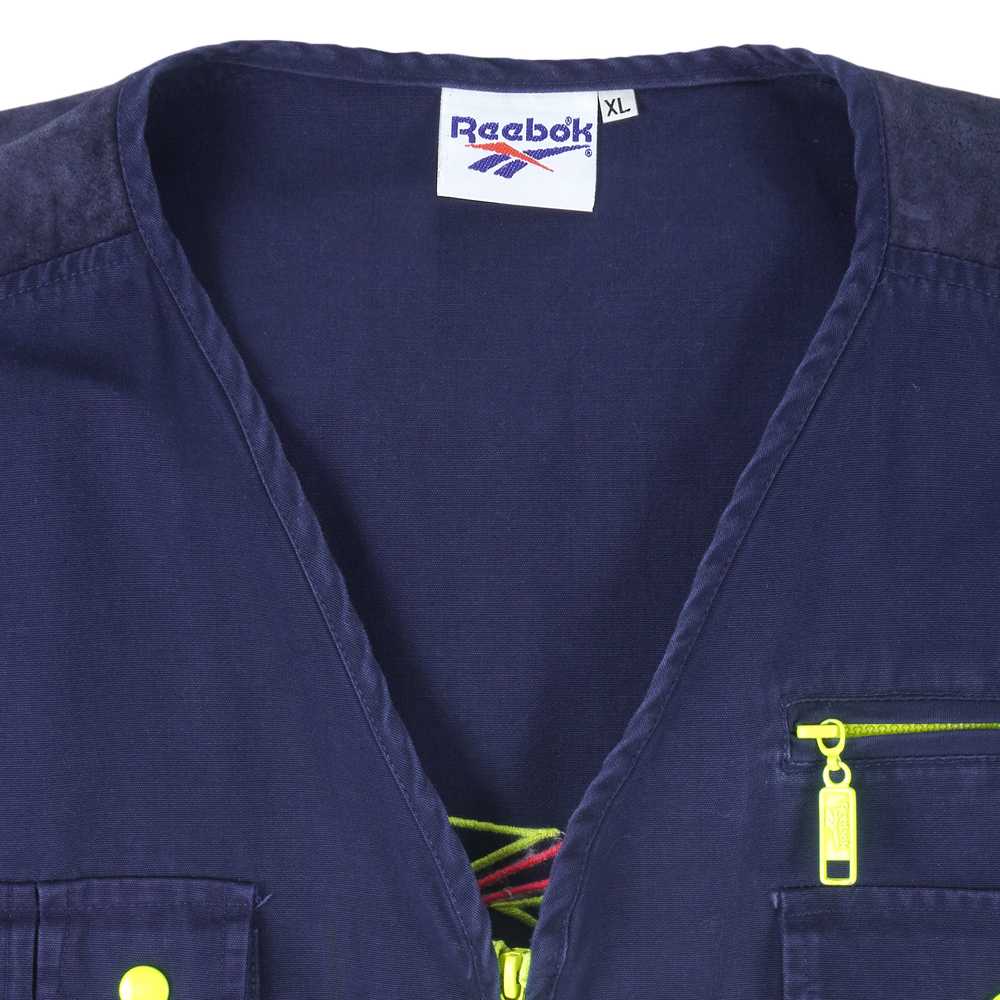 Reebok - Blue & Yellow Embroidered V-Neck Vest 19… - image 4