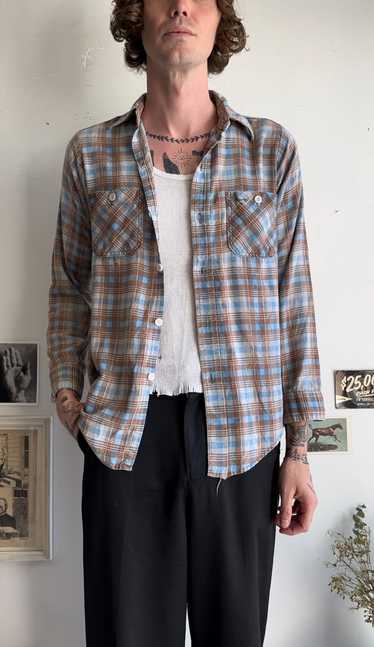 1970s Faded Cotton Flannel Shirt (M)