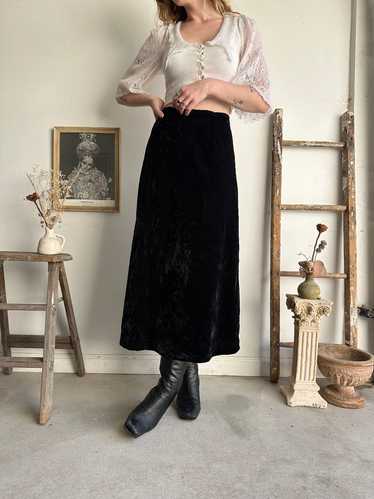 1990s Black Velvet Skirt (M)