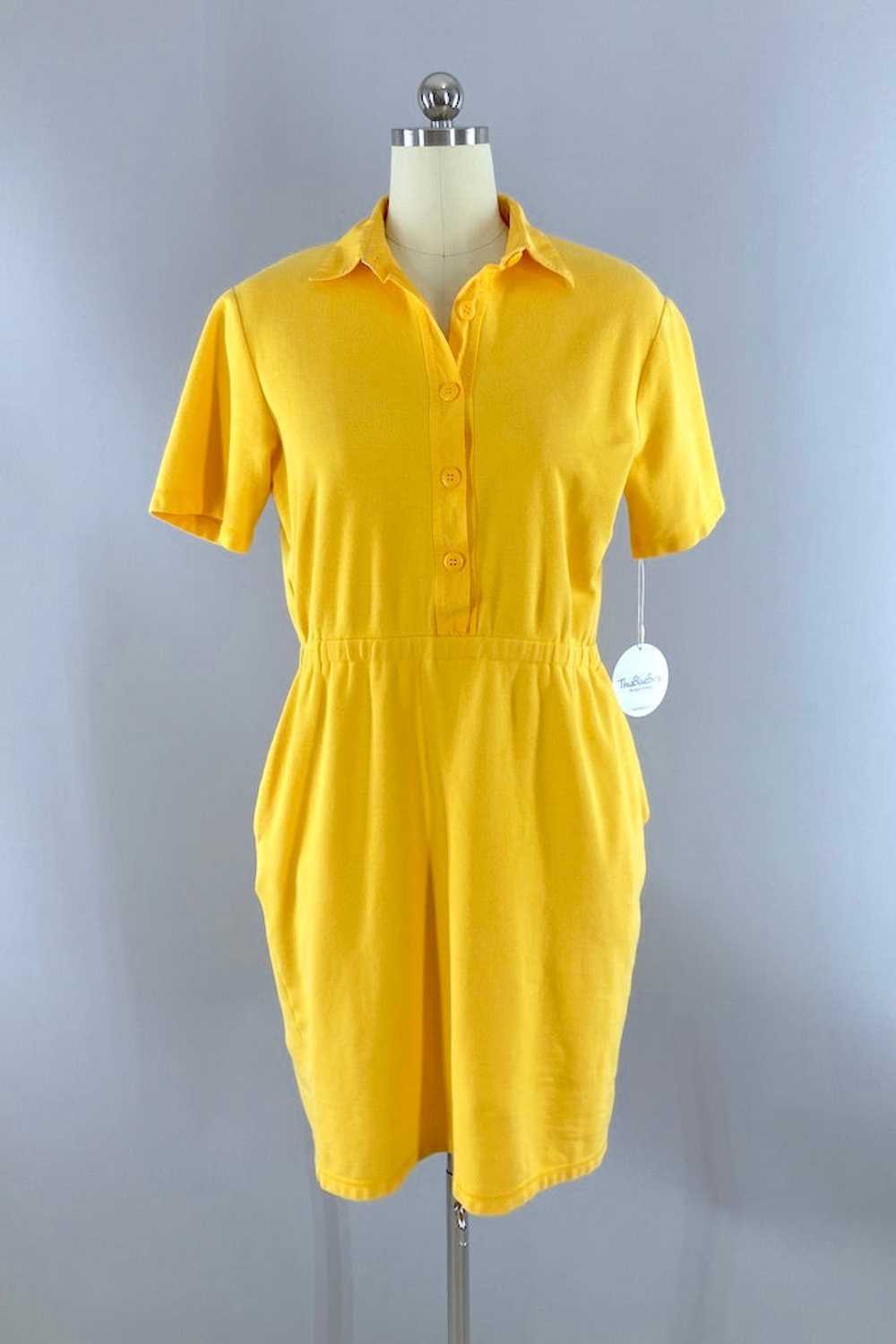 Vintage Liz Claiborne Yellow Knit Dress - image 1