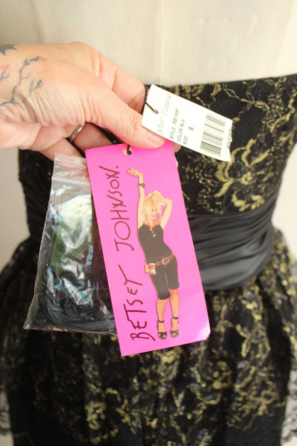 Betsey Johnson Dress, New, Size 6 Black and Gold … - image 12