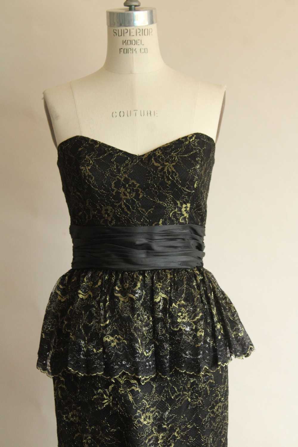 Betsey Johnson Dress, New, Size 6 Black and Gold … - image 2