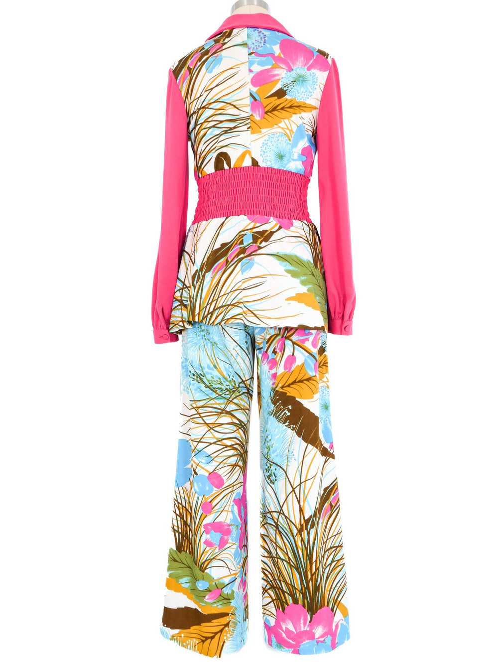 1970s Pink And Blue Tulip Pantsuit - image 5
