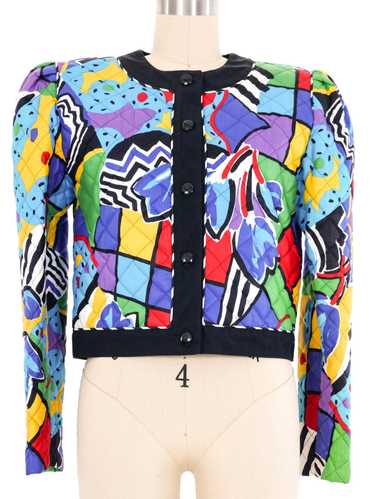 1980s Geometric Quilted Crop Jacket