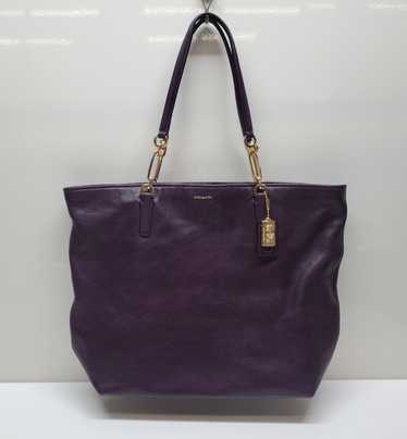 Coach Madison Leather North South Tote Black Viole