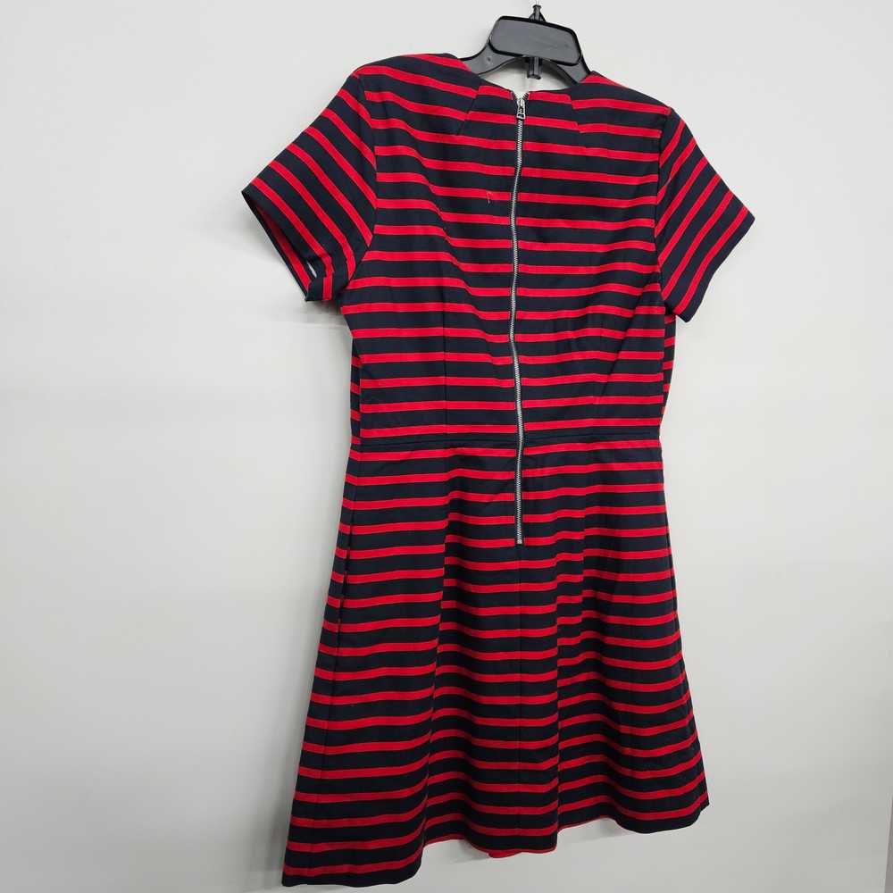 GAP Blue Red Striped V Neck Pleated Dress - image 2