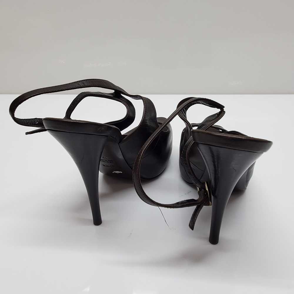 Fendi Dark Brown Leather Peep Toe Slingback Heels… - image 3
