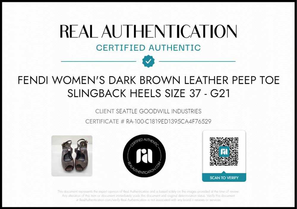 Fendi Dark Brown Leather Peep Toe Slingback Heels… - image 7