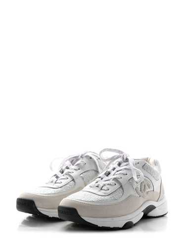 CHANEL Pre-Owned CC tweed panelled sneakers - Whit