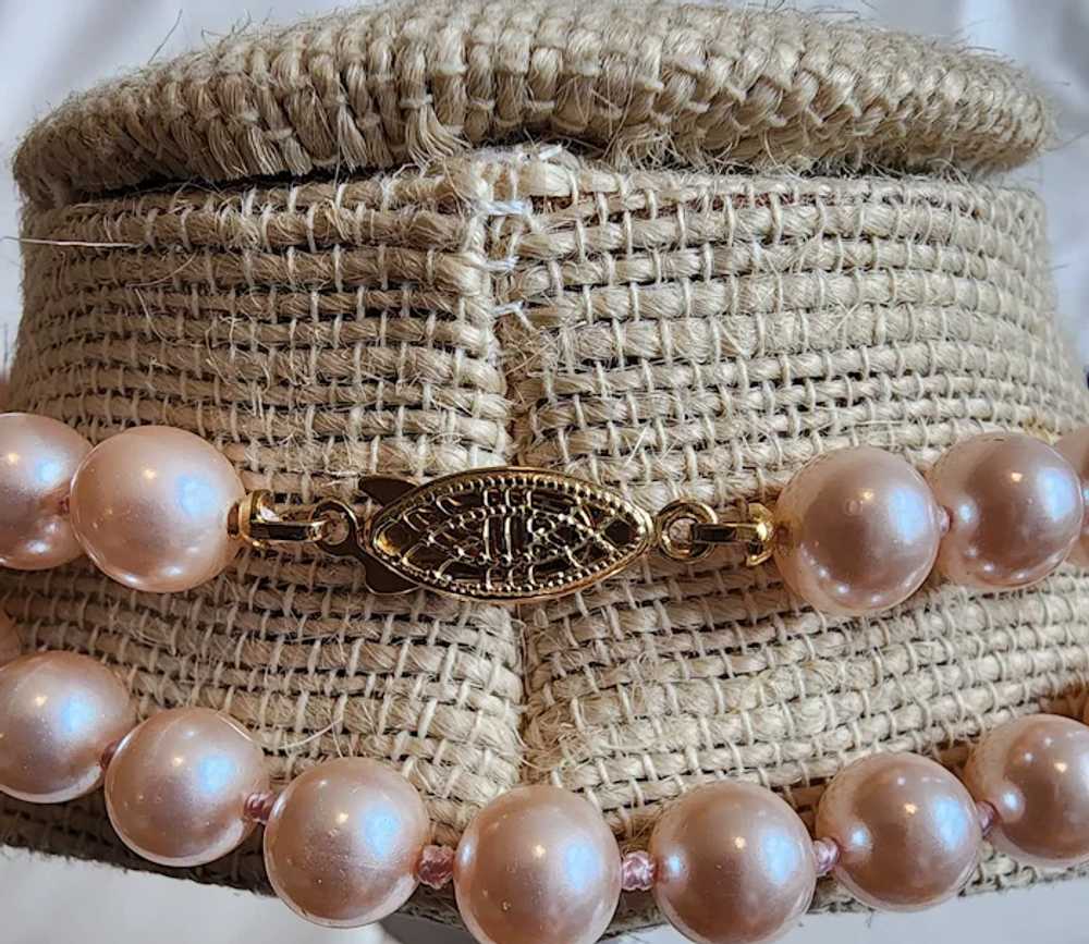 "Vintage Freshwater Pink Pearl Necklace With Fili… - image 2