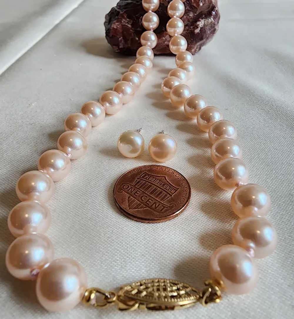 "Vintage Freshwater Pink Pearl Necklace With Fili… - image 3