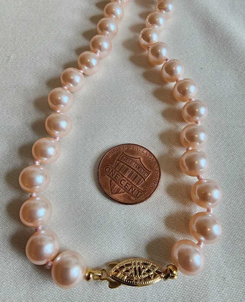 "Vintage Freshwater Pink Pearl Necklace With Fili… - image 4