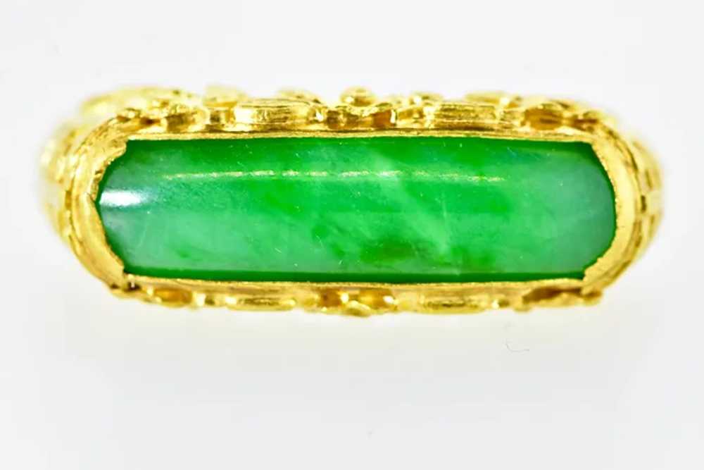 Jadeite Jade and 20k Yellow Gold Vintage Flower M… - image 7