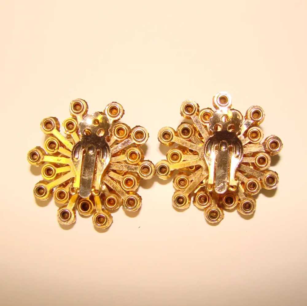 Fabulous COLOR RHINESTONE Vintage Clip Earrings - image 2