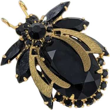 Juliana D&E Black Rhinestone Bug Brooch Sparkling… - image 1