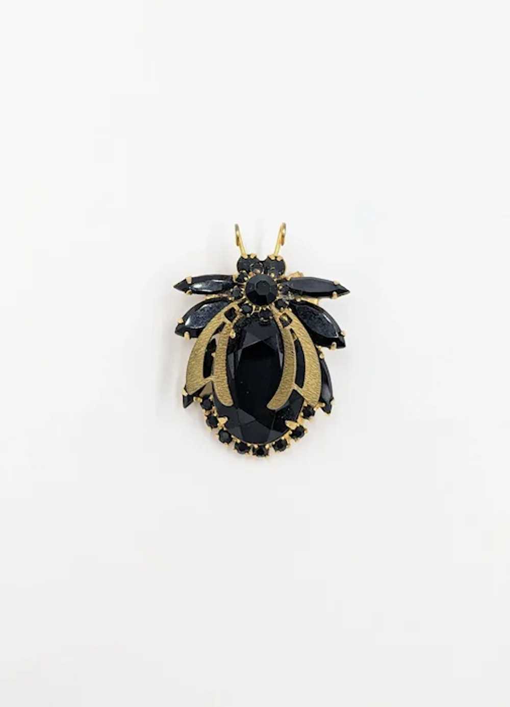 Juliana D&E Black Rhinestone Bug Brooch Sparkling… - image 3