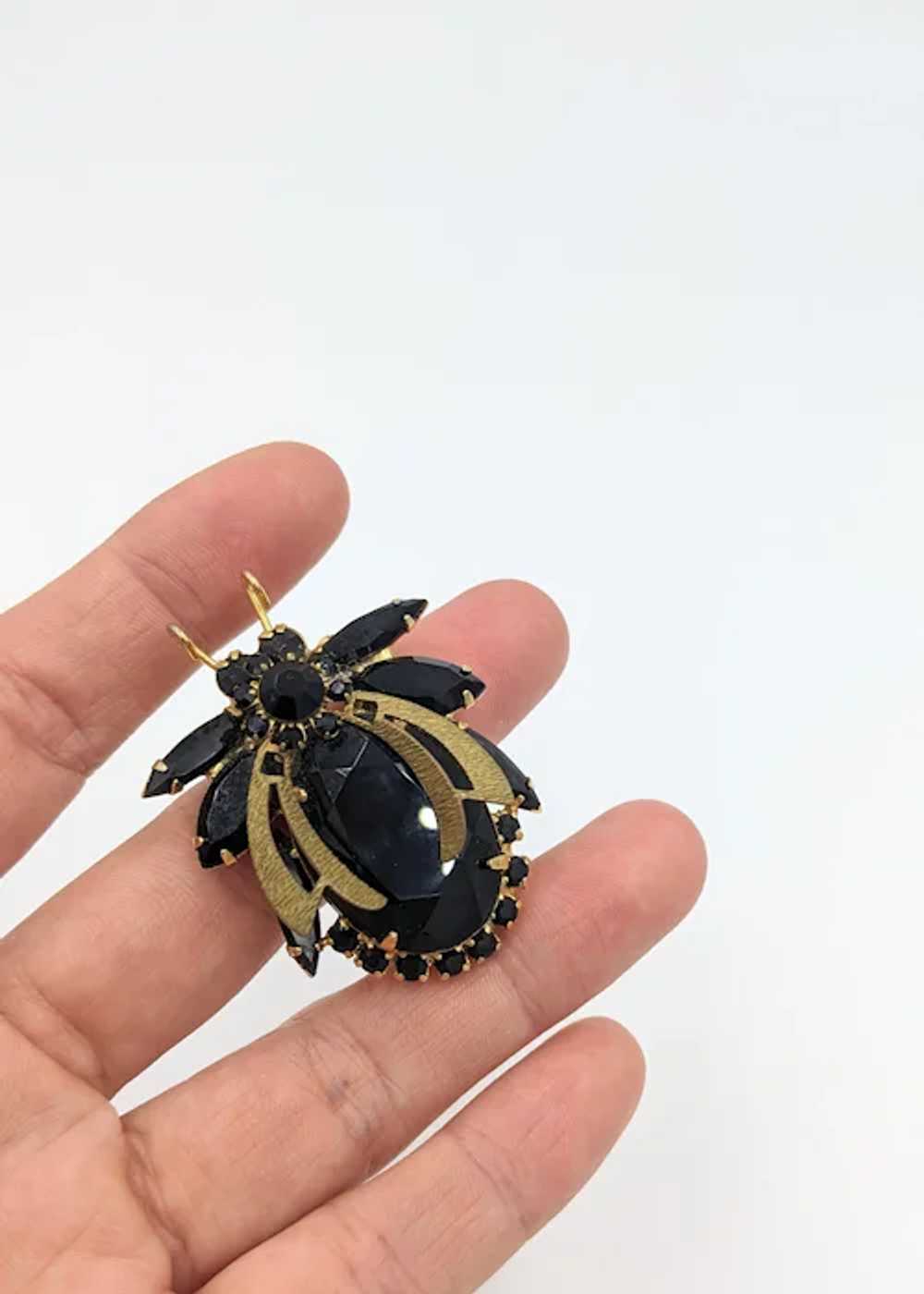 Juliana D&E Black Rhinestone Bug Brooch Sparkling… - image 5