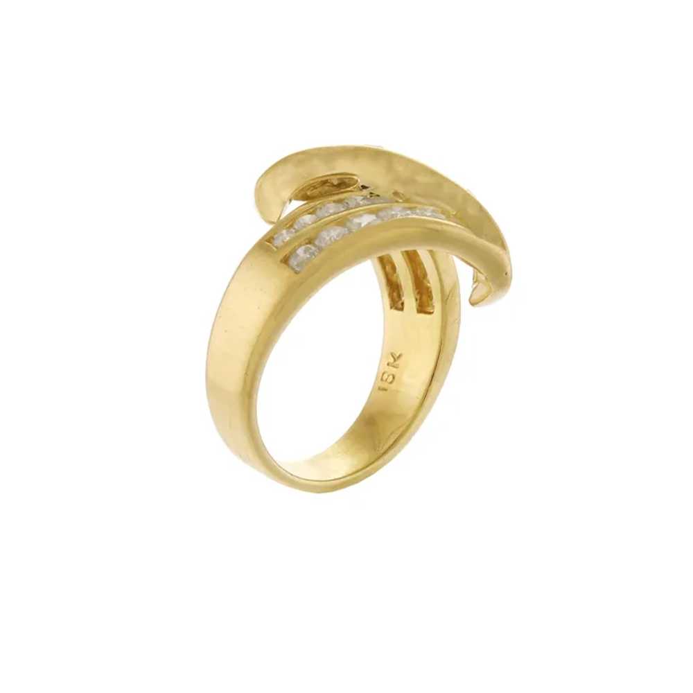 Natural Diamond & Sapphire Wave Ring in 18k Yello… - image 5