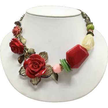 Philippe Ferrandis Red Rose Necklace with Authenti