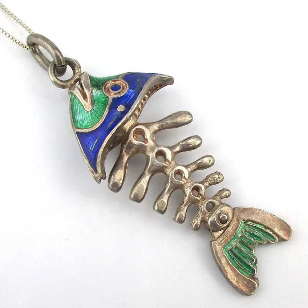 SOLD TO D. F. - Sterling Silver Enamel Bony Fish … - image 3