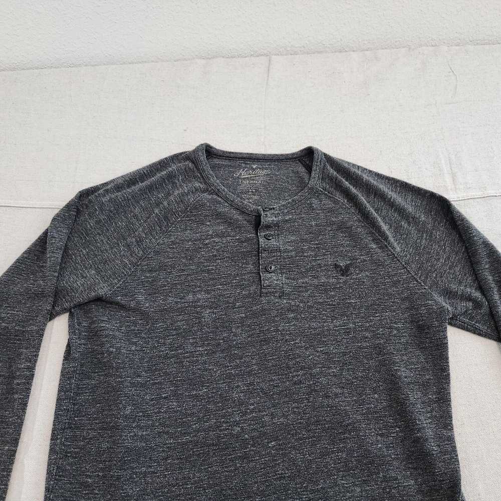 American Eagle Sweater Mens Large Gray Henley Pul… - image 2