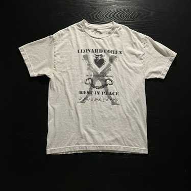 Vintage Vintage White Leonard Cohen Memorial Tee … - image 1