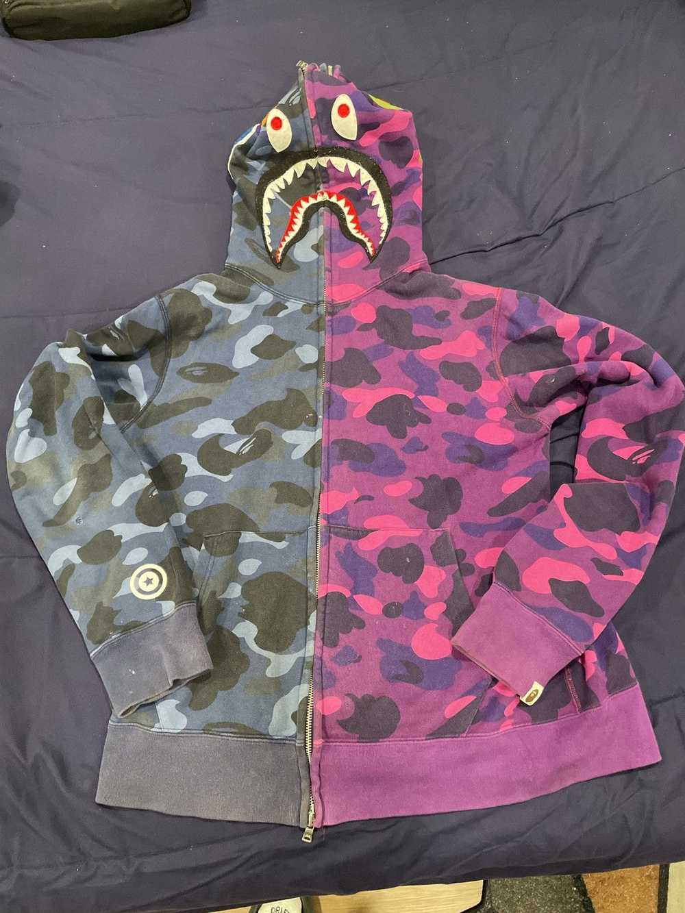 Bape Color Camo Split Half Shark Full Zip Hoodie - image 1