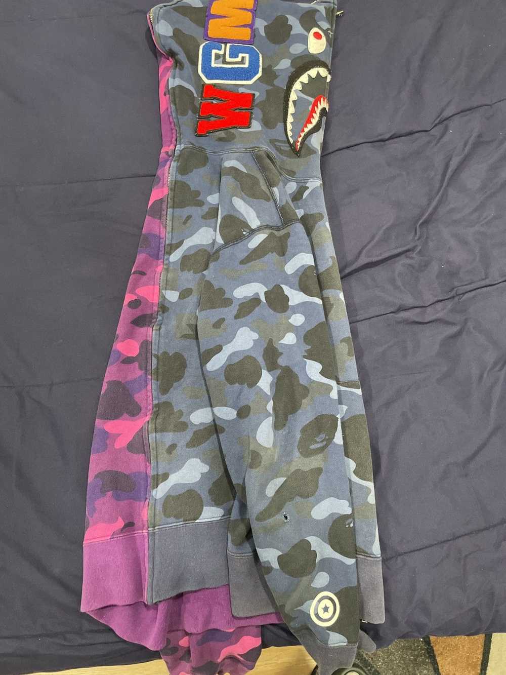 Bape Color Camo Split Half Shark Full Zip Hoodie - image 2