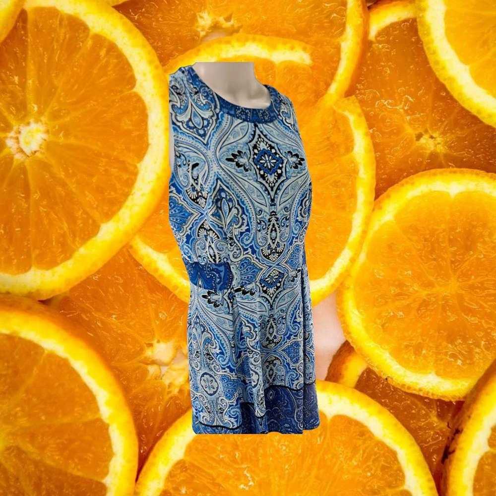 Other Chetta B Blue Paisley Sleeveless Dress Size… - image 2