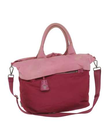 Prada Reversible Pink Nylon Hand Bag with Shoulder