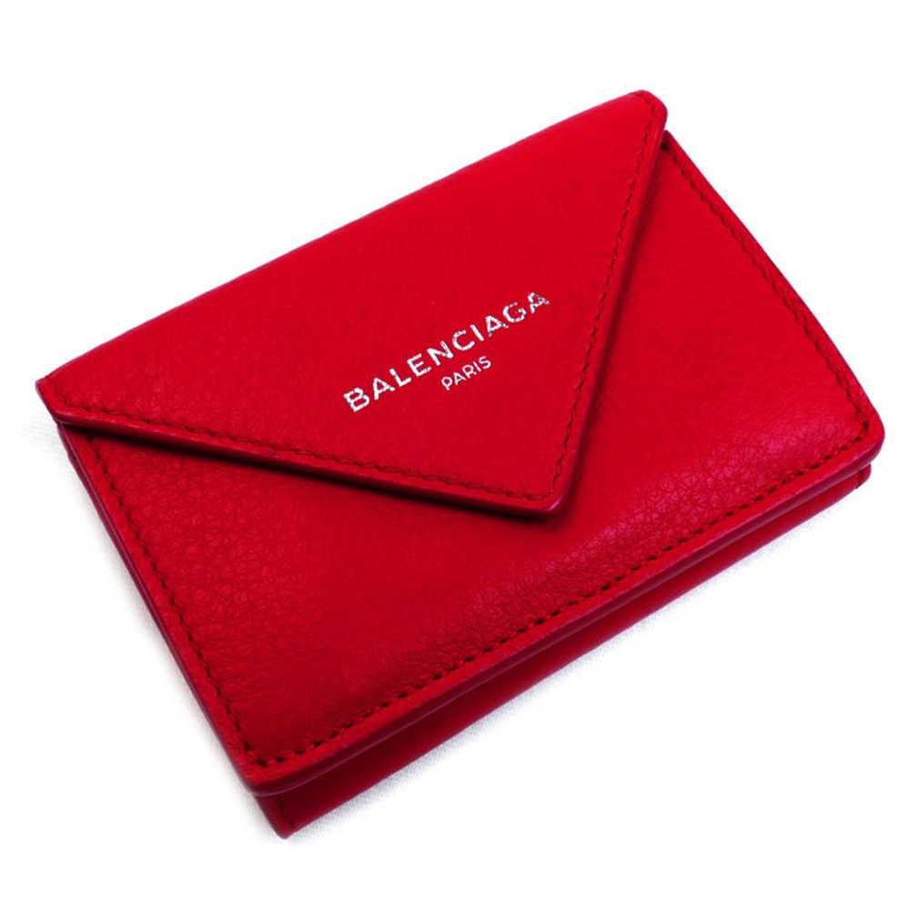 BALENCIAGA Paper Tri-fold Wallet Red 391446 DLQ0N… - image 1