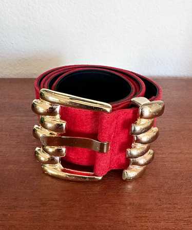 Gold and Red Leather Belt